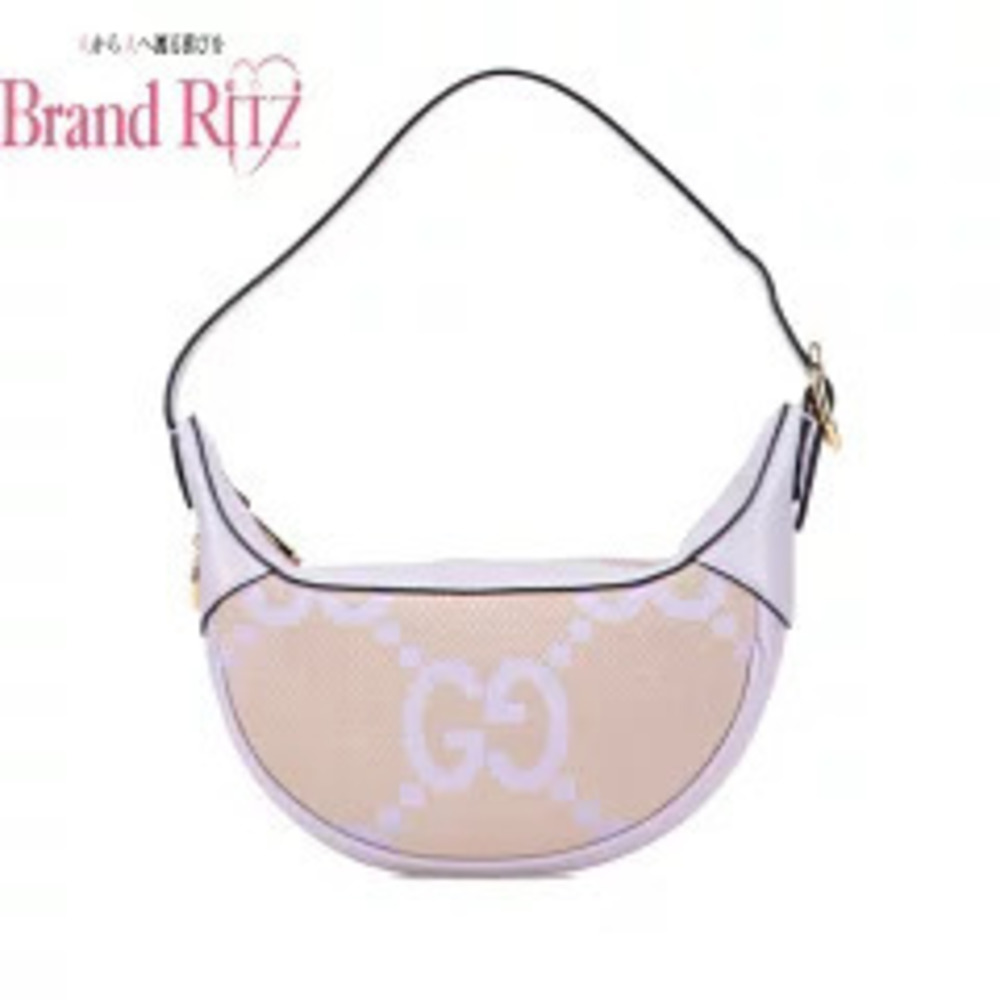 Gucci Jumbo GG Bag Hobo Shoulder Bag Canvas Leather Beige Purple